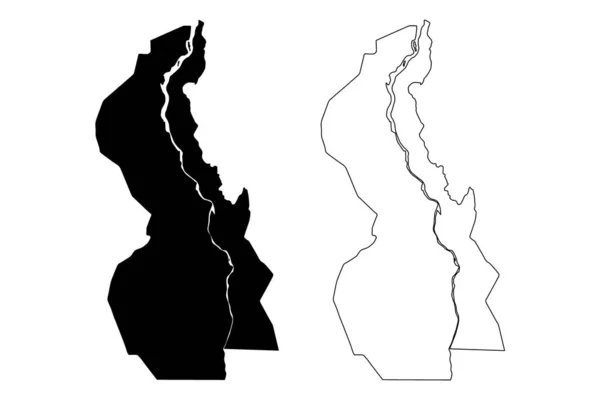 Vit Nilen Sudan Norra Sudan Karta Vektor Illustration Klotskiss Vit — Stock vektor