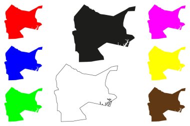 Alor Gajah şehri (Malezya) harita vektör çizimi, çizim Bandar Alor Gajah veya Alor Gajah Town haritası