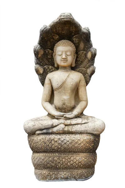 Statua stylu Buddy starożytnej Azji na białym tle. Obrazy Stockowe bez tantiem