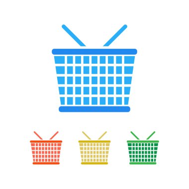 Modern Basket Simgesi Düz, Taslak ve Asgari Gıda ve Perakende Vektörleri