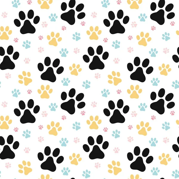 Dog paw print seamless pattern — Stock Vector