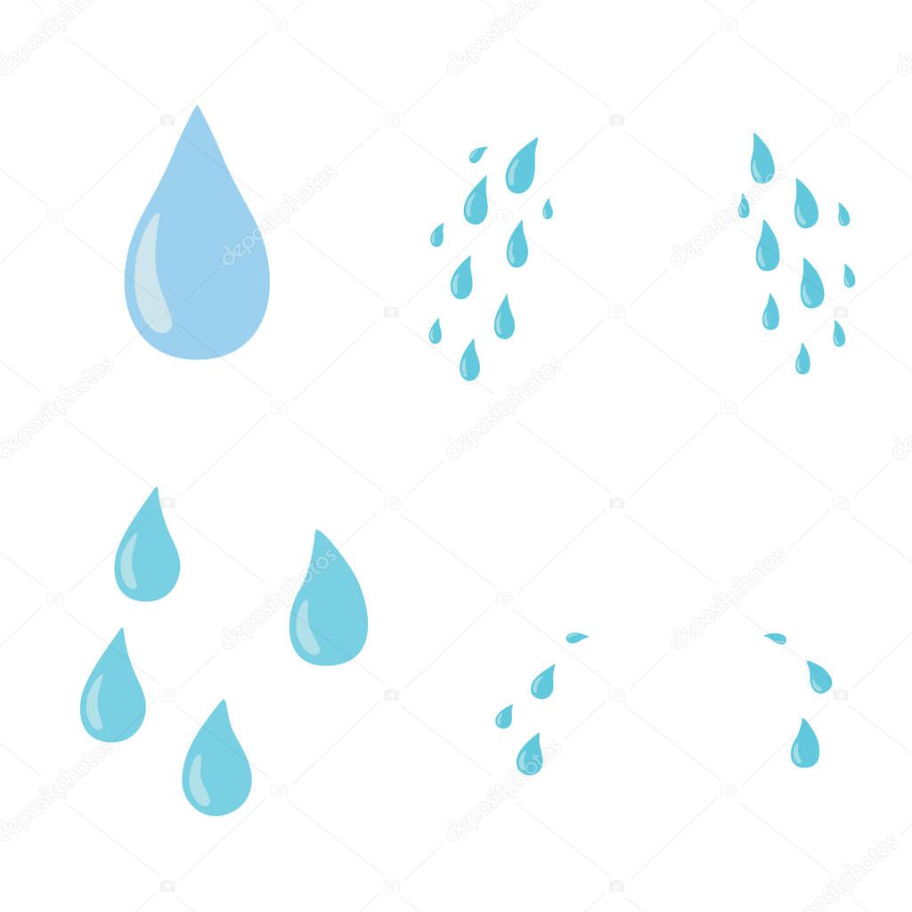 Tears set. Drop. Vector flat cartoon character icon design. Isolated on white background. Cry,tears concept