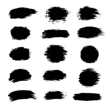 Siyah boya, mürekkep fırça darbeleri, fırçalar, çizgiler, grungy topluluğu. Kirli sanatsal tasarım öğeleri, kutuları, daireler, çizgiler