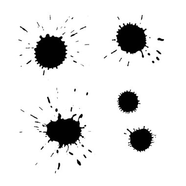 Siyah mürekkep boya noktalar. Beyaz arka plan üzerinde izole doku bırakır. Grunge sıçrama dokular için ayarla.