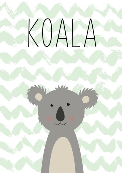 Симпатичная коала. Плакат, открытка для детей. Векторная иллюстрация . — стоковый вектор