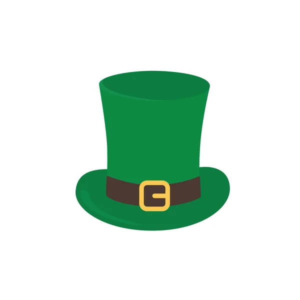 The hat is a top hat with a strap and a golden buckle. Attributes of the holiday of St. Patrick s Day. Hat isolate — Stock Vector