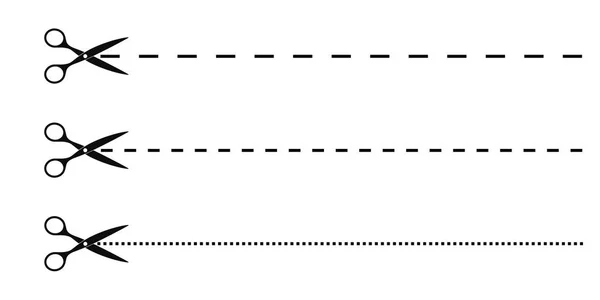 Kesik çizgileri beyaz arkaplanda izole edilmiş makas