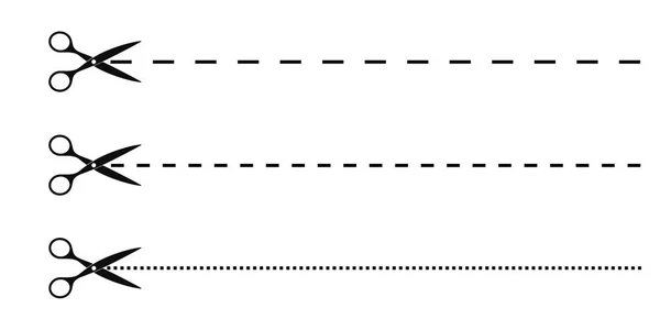 Ciseaux avec lignes coupées isolés sur fond blanc — Image vectorielle