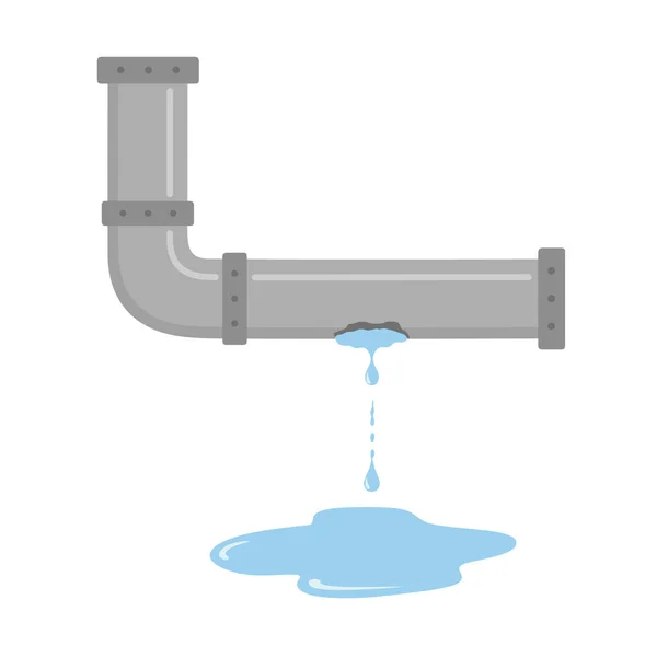 Leaking pipe with flowing water vector illustration — Stock Vector