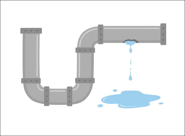 Tubería de fugas con ilustración de vectores de agua — Archivo Imágenes Vectoriales