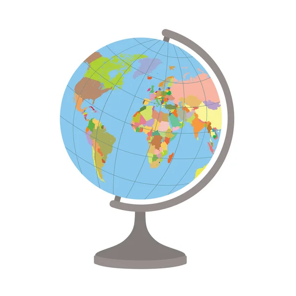 Globo mondiale su una bancarella. Mappa politica del mondo. Illustrazione vettoriale . — Vettoriale Stock