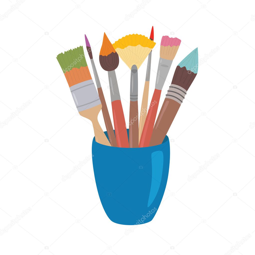 Pinceles con pintura coloreada en Elemento de diseño de - Main Image