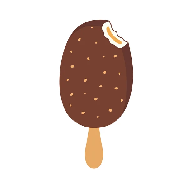 Helado de chocolate paleta mordida con relleno — Archivo Imágenes Vectoriales