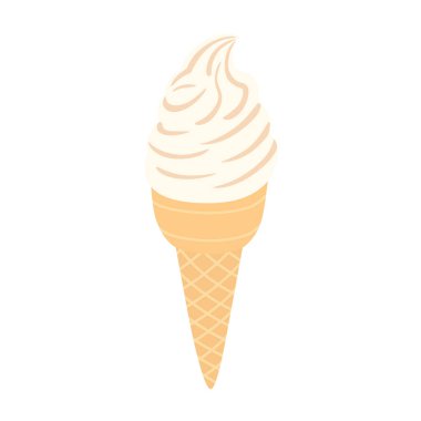 Waffle külahında dondurma. Vektör illüstrasyonu
