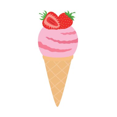 Waffle külahında çilekli dondurma.