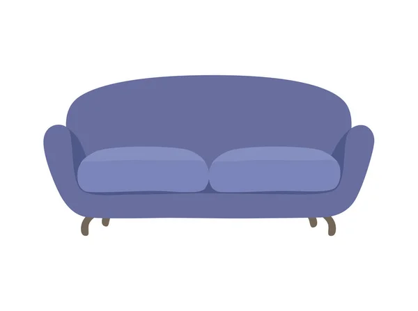 Sofa und Couch blau bunte Cartoon-Illustration Vektor. komfortable Lounge für Innenarchitektur isoliert auf weißem Hintergrund. — Stockvektor