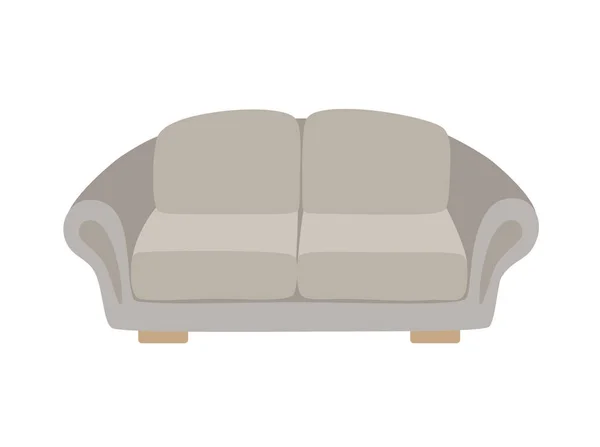 Sofa und Couch grau bunte Cartoon Illustration Vektor. komfortable Lounge für Innenarchitektur isoliert auf weißem Hintergrund. — Stockvektor