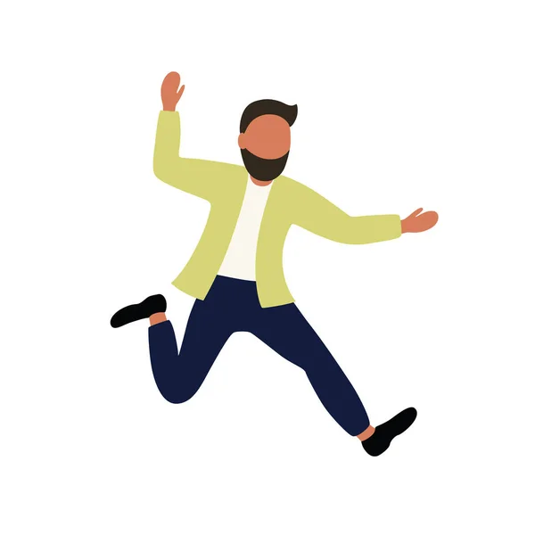 De man verheugt en springt. Dansen jongen. Vector illustratie — Stockvector