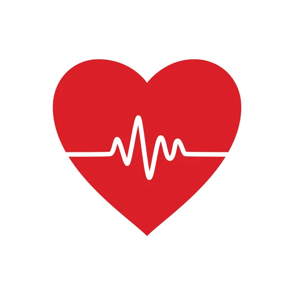 Heartbeat Γραμμή στην καρδιά. Εικονογράφηση διανύσματος. σε λευκό φόντο — Διανυσματικό Αρχείο