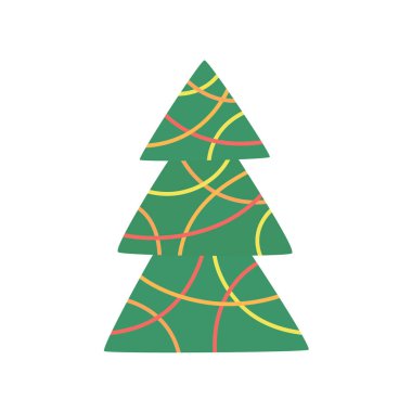 Yeşil xmas ağacı Noel çelenk beyaz izole ile süslenmiş. Vektör ağacı noel yeşil