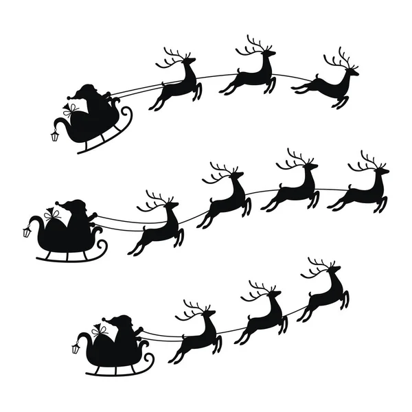 Hediye ve ren geyiği çantası ile Toplama kızak, Noel Baba kızağı. Sevimli geyikler ile Noel elemanı.