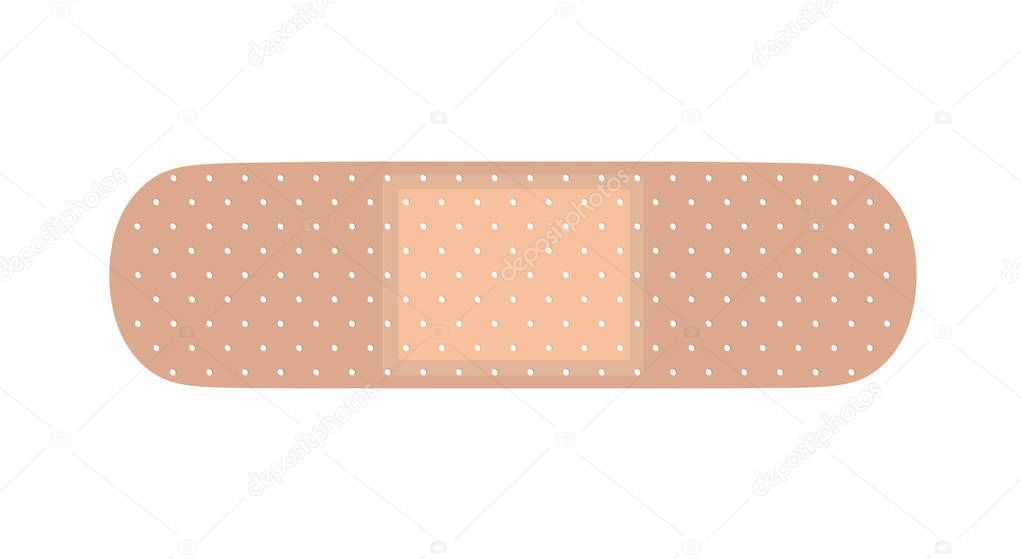 Medical adhesive bandage. Vector illustration on white isolated background.