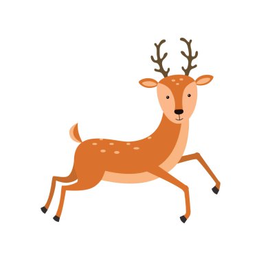 Beyaz arka planda sevimli geyik çizgi filmi vektör çizimi