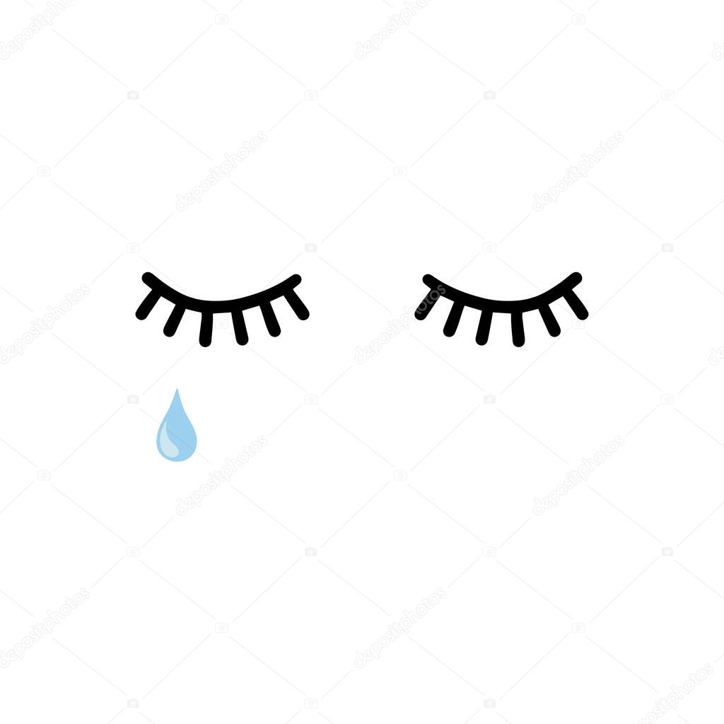 Lashes with tear vector illustration on white background