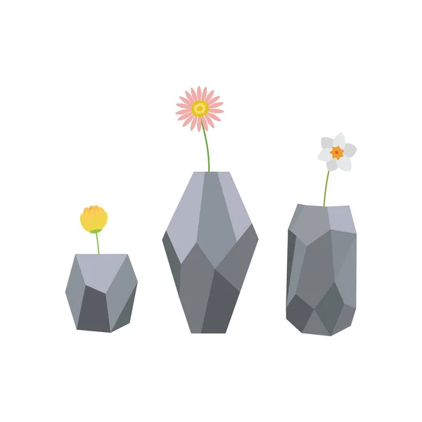 Blommor i vaser. Snygg vas med växter — Stock vektor