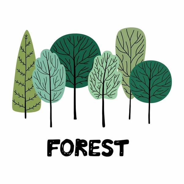 Skog. vektor illustration isolerad på vit bakgrund. — Stock vektor