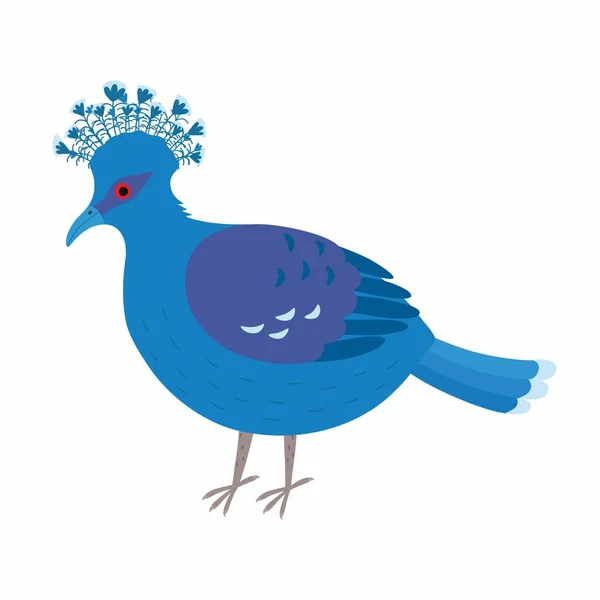 Korunovaná holubice. Modrý holub s vějířem na hlavě — Stockový vektor