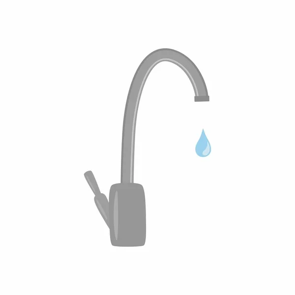 Torneira de água com gota. Poupa água. Ilustração vetorial. —  Vetores de Stock