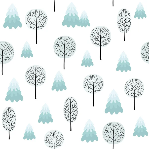Vinterskog bakgrund. Sömlöst mönster för vinter och jul tema. — Stock vektor
