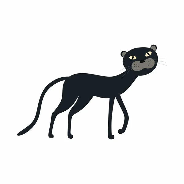 Симпатичный мультфильм "Черная пантера" на белом фоне — стоковый вектор