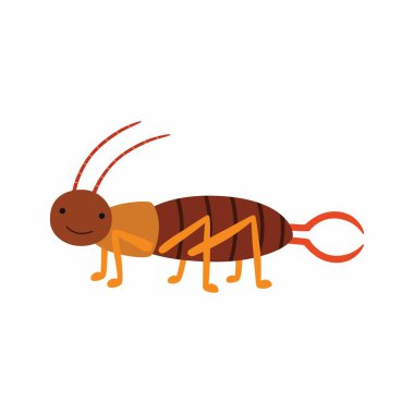 Emekleyen Kulak Böceği hayvan çizgi film karakteri beyaz arka planda izole edildi.