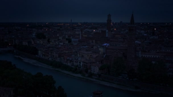 Verona city skyline timelapse from night to day — Stock Video