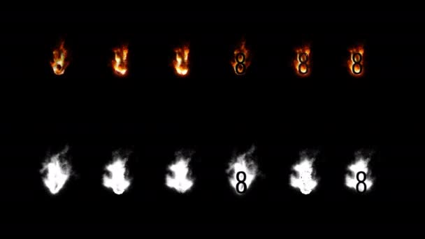 Alfa kanalı ile yazı yazma. Yangın dört fark türü. Harf ve rakam. Sekiz — Stok video