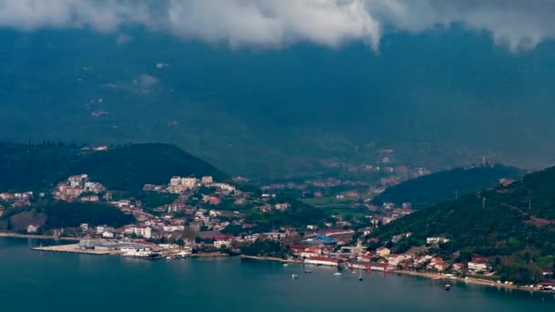 Regn över havet i Montenegro — Stockvideo
