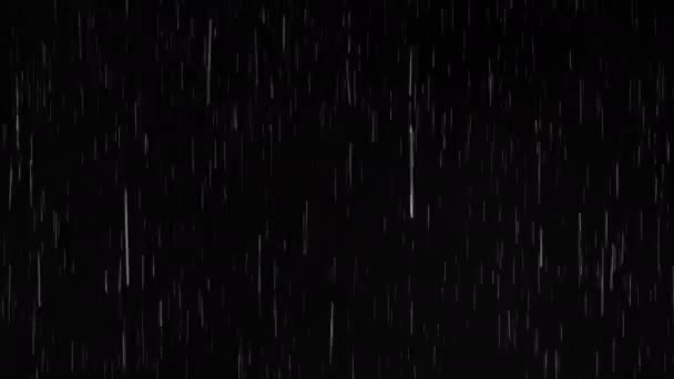 Regen auf schwarzem Hintergrund, realistisches Cgi. — Stockvideo