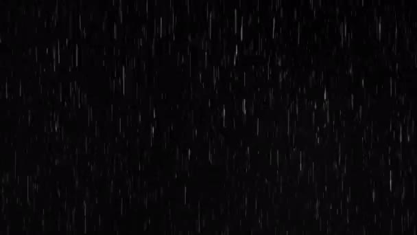 Déšť na černém pozadí, realistický CGI. — Stock video