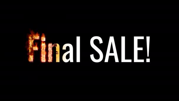 Burning text FINAL SALE. Animated fire and smoke. Included alpha channel — Stock Video