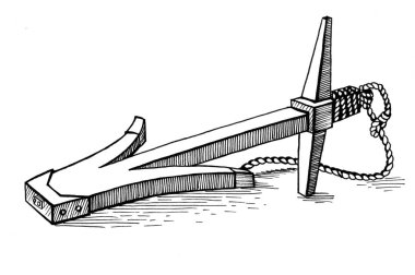 Vintage çapa zinciri ile. Elle çizilmiş kroki çizim