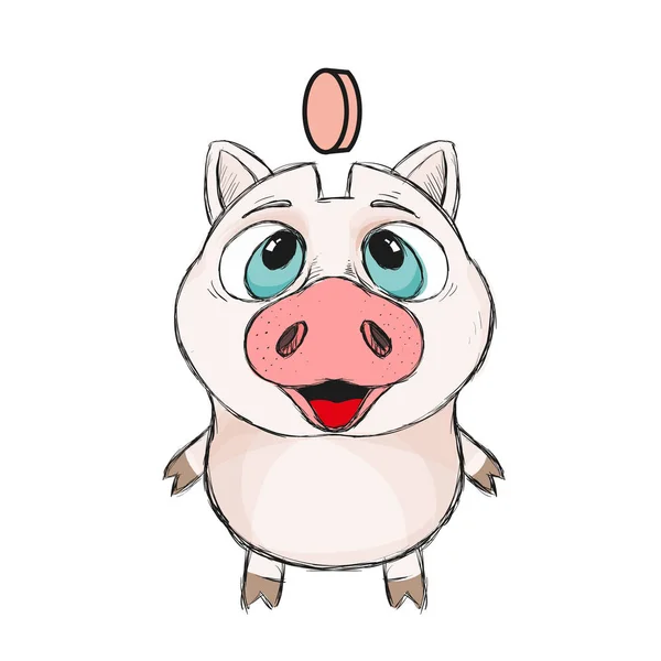 Cute funny piggy. — Stock Vector