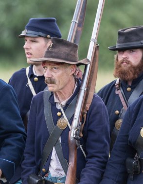 17 Haziran 2018 üzerinde savaş Fullbright Park, sendika Gap, Washington, Amerikan İç Savaşı reenactors yürüyüş.