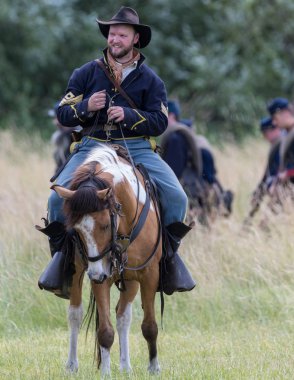 Amerikan İç Savaşı canlandırma 17 Haziran 2018 üzerinde Fullbright Park, sendika Gap, Washington Atlı asker.