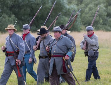 Güney Ordu liderleri üzerinde 17 Haziran 2018 Fullbright Park, sendika Gap, Washington bir Amerikan İç Savaşı canlandırma, orduya komuta.