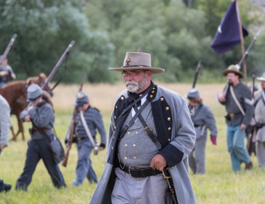 Güney Ordu liderleri üzerinde 17 Haziran 2018 Fullbright Park, sendika Gap, Washington bir Amerikan İç Savaşı canlandırma, orduya komuta.