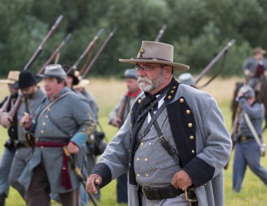 Güney Ordu liderleri üzerinde 17 Haziran 2018 Fullbright Park, sendika Gap, Washington bir Amerikan İç Savaşı canlandırma, orduya komuta.