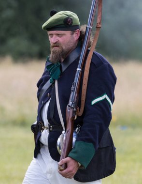  17 Haziran 2018 Washington'a Fullbright Park, sendika boşluğu, Amerikan İç Savaşı canlandırma asker.