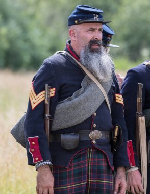 Bir asker, bir Amerikan İç Savaşı canlandırma Fullbright Park, sendika Gap, Washington üzerinde 17 Haziran 2018 olda duruyor.